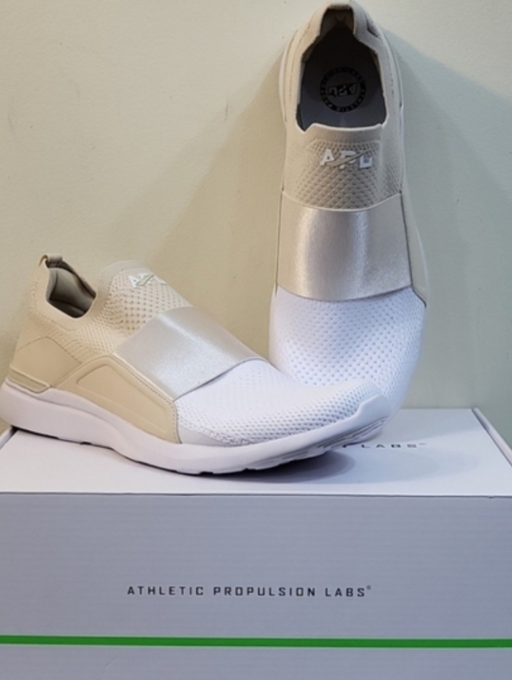 APL Slip-On Knit Sneaker in Beige and White